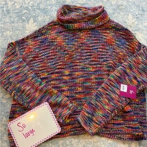 SO Multicolor Women's Cowl Neck Sweater